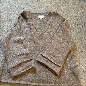 Anthropologie Taupe V-Neck Sweater
